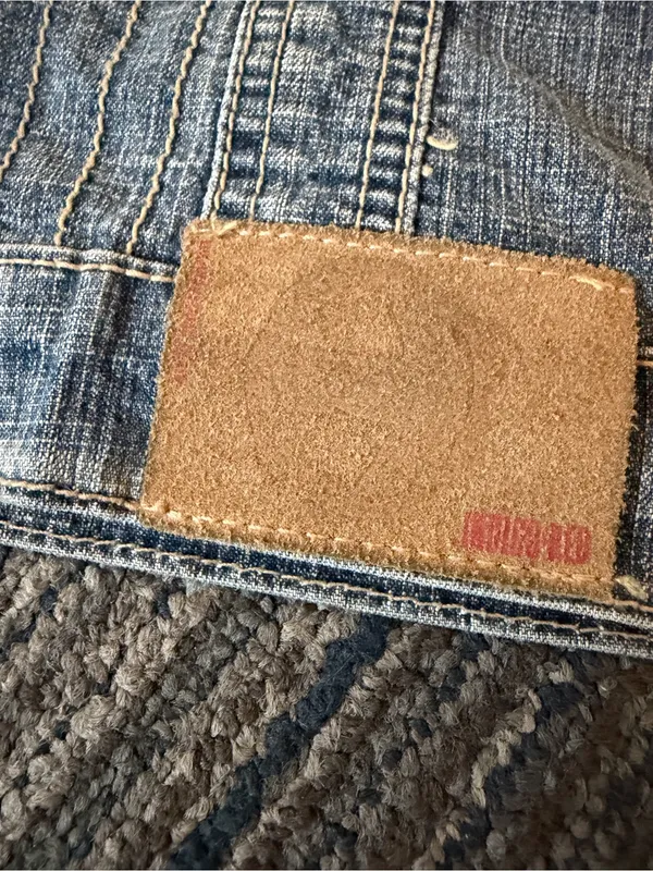 Indigo Red Vintage Y2K Denim Jacket Women’s XL Light Wash - Image 8