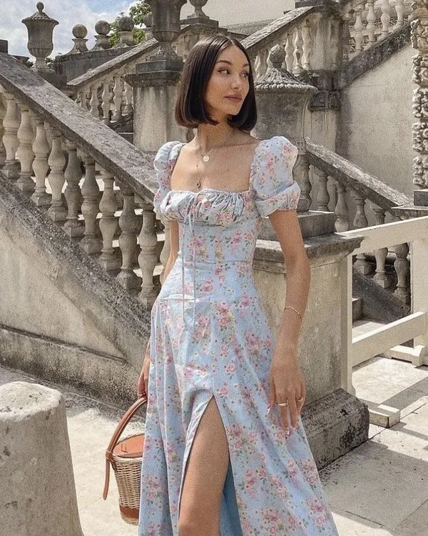 NWOT House of CB TALLULAH Blue Vintage Floral Puff Sleeve Midi Dress. Size XL - Image 2