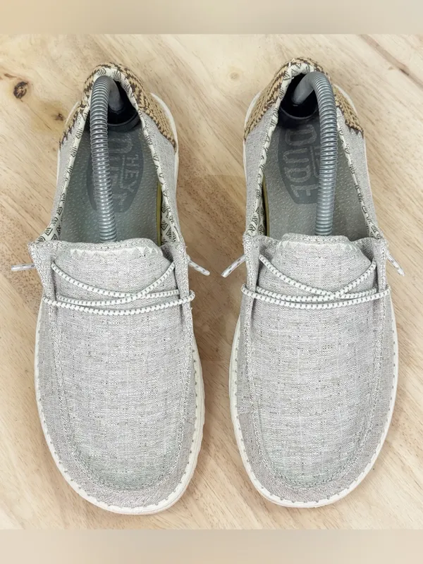 Hey Dude Wendy Chambray Woven Loafers Java Beige Women 8 Casual Streetwear - Image 4