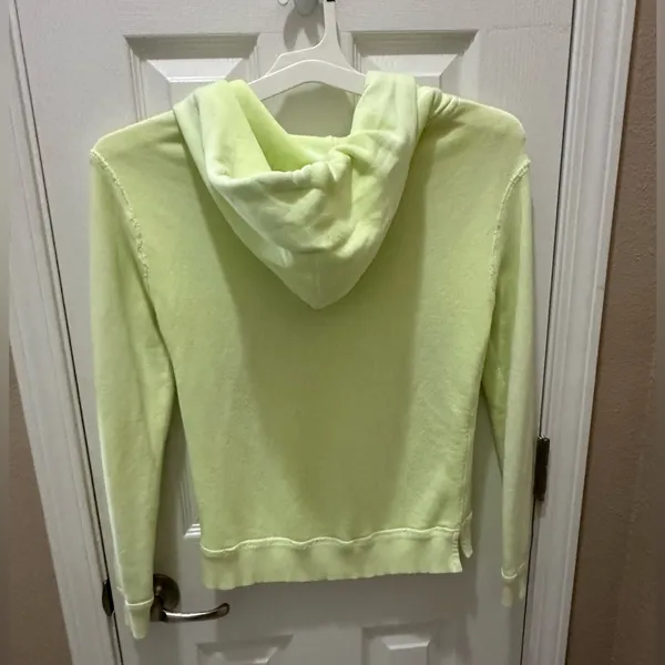 AMERICAN EAGLE neon green hoodie size XS distressed 100% cotton - Image 2