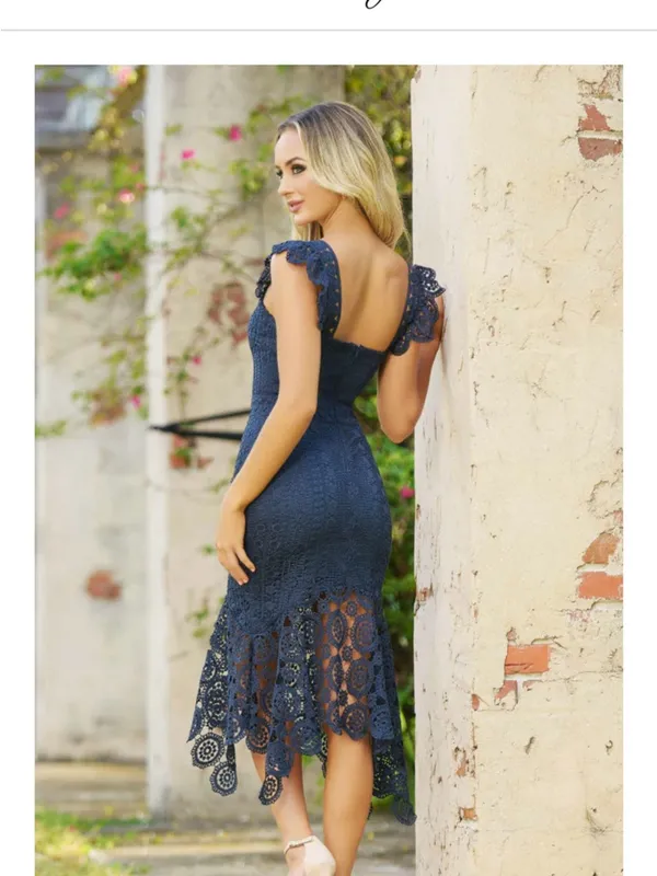 Two Sisters The Label GISELLE DRESS - STEEL BLUE LACE DRESS size 4 - Image 3