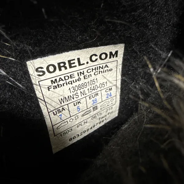 Sorel Joan of Arctic Gray Leather Winter Boots 7 /38 Eu Faux Fur‎ Warn - Image 3