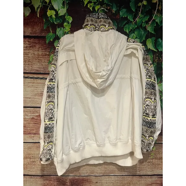 Free People She Fly Jacket Coat White Hood Layered Embroidered Aztec XS Oversize - Image 6