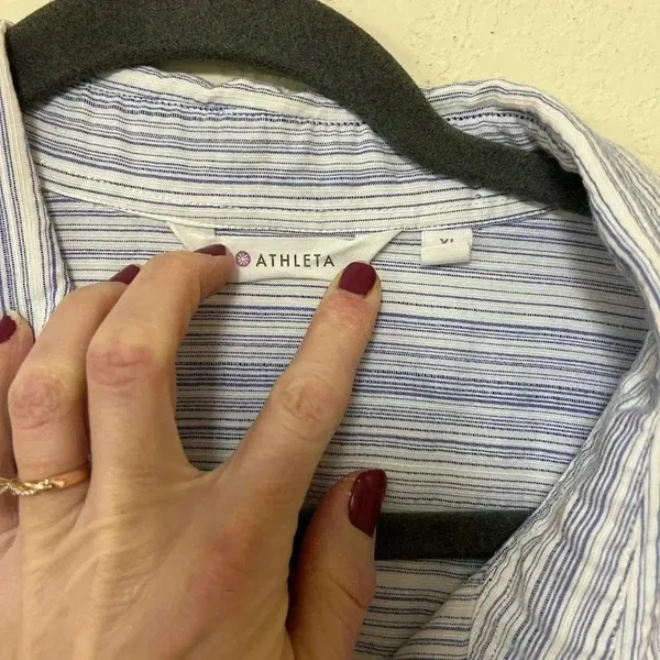 Athleta Button down top lightweight striped button down XL - Image 5