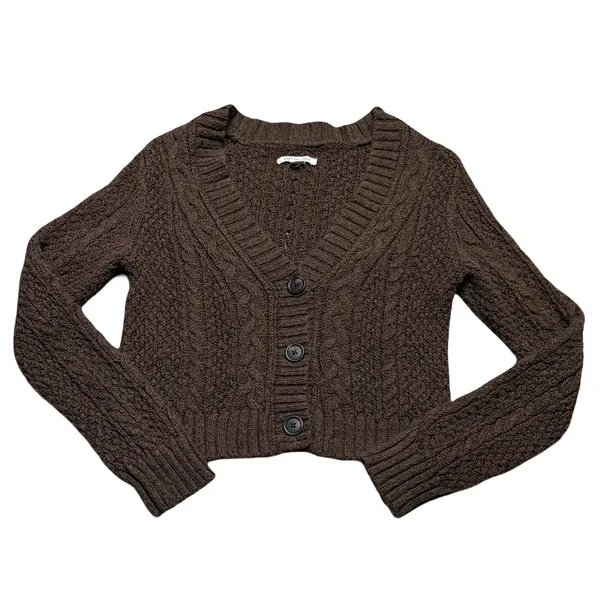 🤎 American Eagle Y2K Cable Knit Cropped Cardigan Brown Size Small‎ 🤎 - Image 2