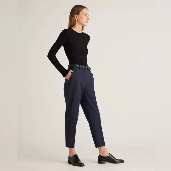 NWT Quince Navy Business Casual Italian Wool Slim Leg Ankle Pants Size 6 - Image 4