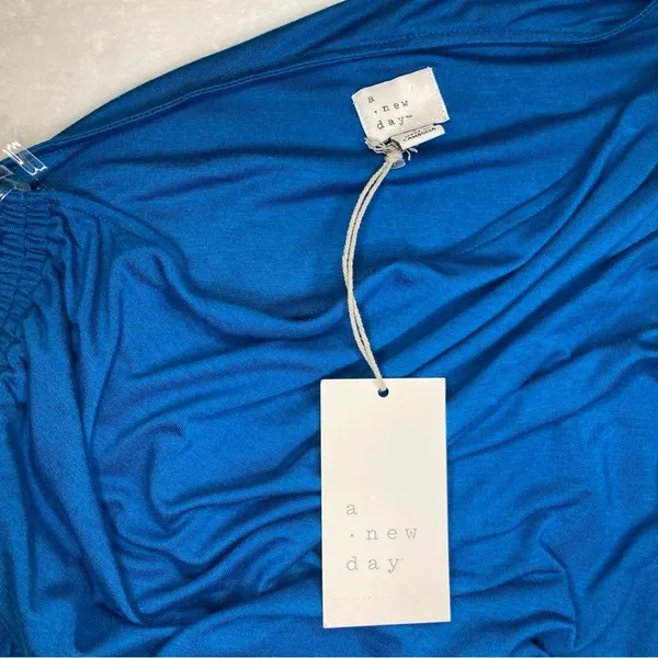 A New Day Teal Blue Asymmetrical Ruched Cocktail Bodycon Mini Dress Size Small - Image 10