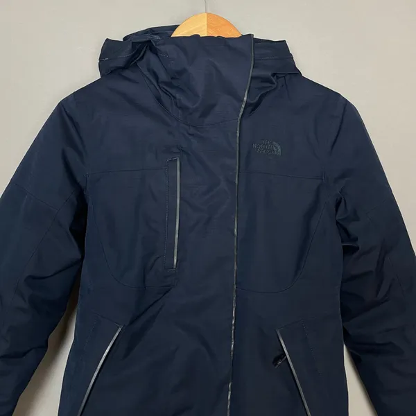 The North Face Parka Jacket Coat Women Navy Blue Hood Insulated NO‎ FUR TRIM Sml - Image 3