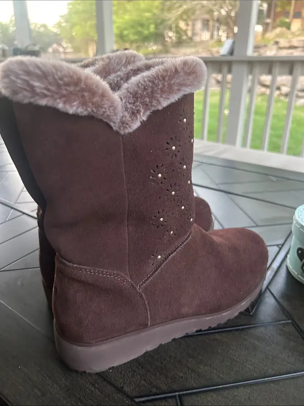Skechers keepsake eyelet cut brown suede chelsea boots size 8 ladies boho chic - Image 5