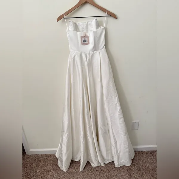 NWT SAU Lee X Revolve Heidi Strapless Gown White Bridal Long Dress Size 00 - Image 5