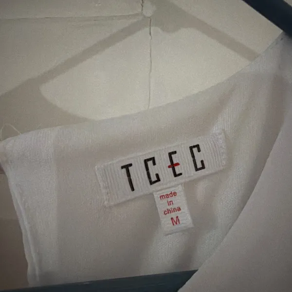TCEC White Ruffle Mini Dress Sleeve M - Image 4