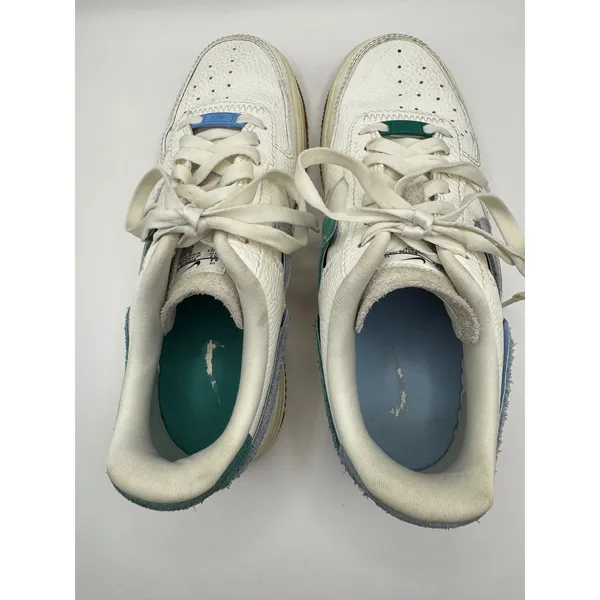 Nike Shoes Women 8.5 Sail Mystic Green Leather Air Force 1 Vandalized‎ Sneakers - Image 8