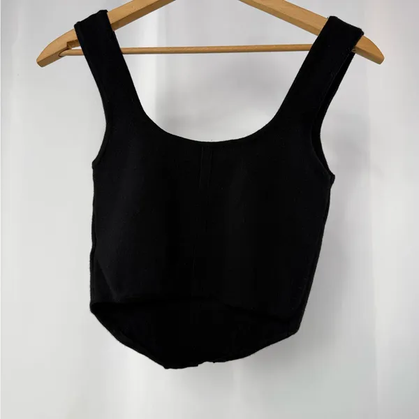 House of Harlow 1960‎ Square Neck Cropped Structured Tank Top in Black Size XS - Image 3