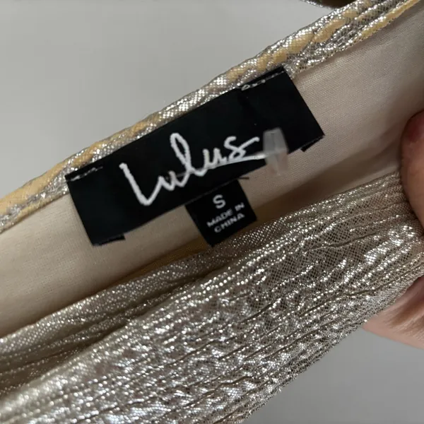 Lulus Metallic Gold Plunging V-Neck Sleeveless maxi Dress - Image 4