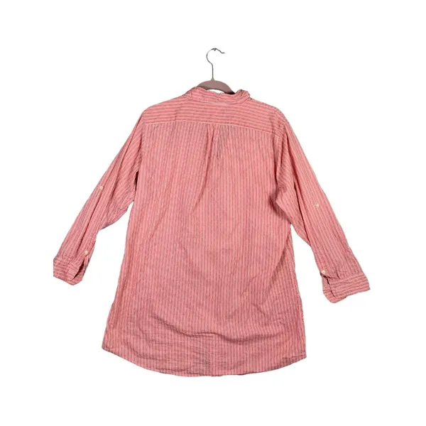 Lauren Ralph Lauren‎ Medium Shirt Button Up Pink Striped Long Sleeve Long Logo - Image 4