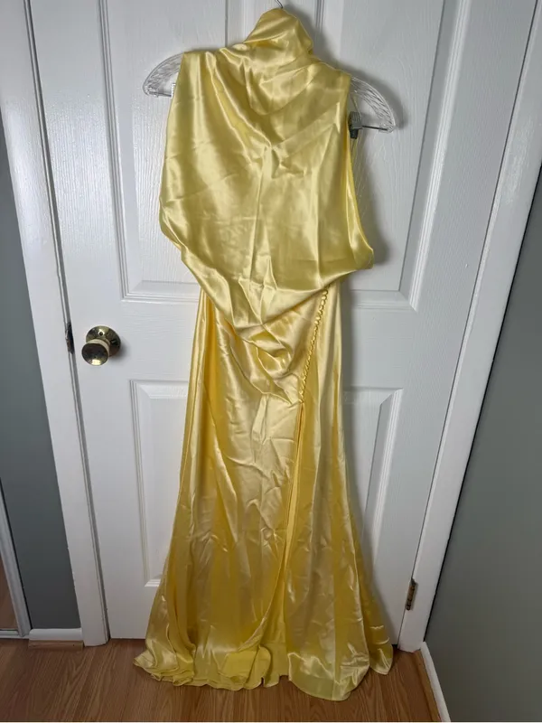 Sau Lee Penelope Backless Satin Gown in Popcorn Yellow 10 - Image 3