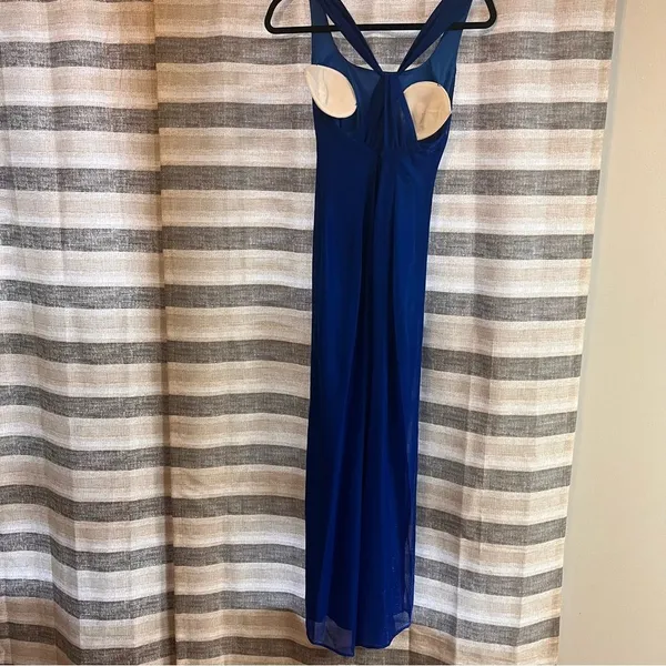 Jessica McClintock‎ Gunn Sax Blue Shimmer Maxi Dress Size 3/4 - Image 2