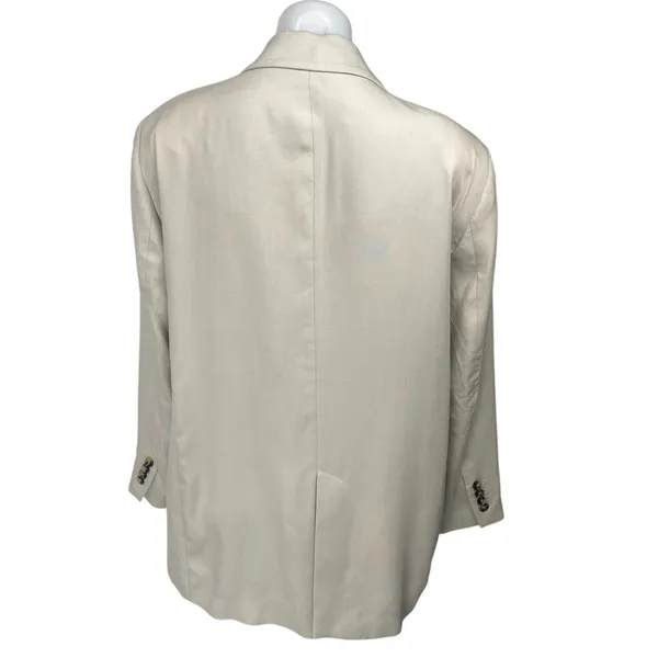 Zara Women's Cream Beige Long Sleeve One Button Blazer Coat Suit Jacket Size XL - Image 3
