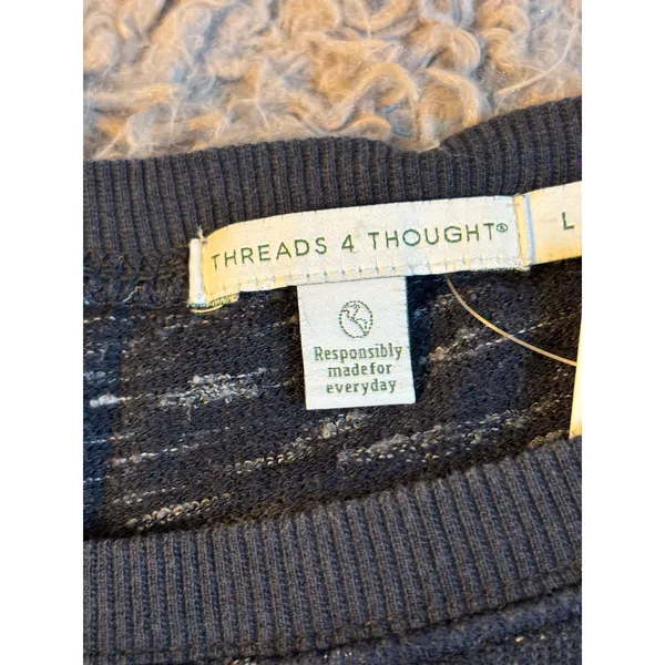 Threads 4 Thought Womens Navy Blue‎ Space Dye Pullover Top TWA2598 Large - Image 5