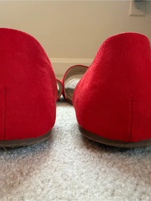 A New Day Red Faux Suede d’Orsay Flats Women’s Size‎ 11 - Image 6