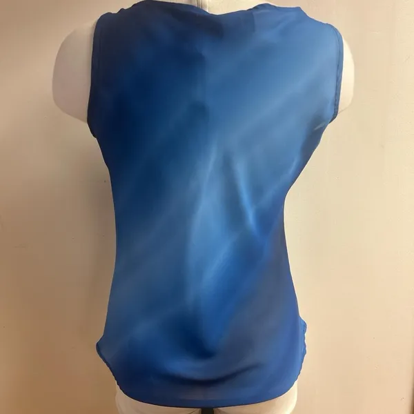 Fashion Bug Vintage Y2K Blue Ombre Cowl Neck Sleeveless Blouse Made in USA size M - Image 2