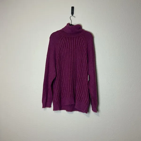 Free People Big City Turtleneck Sweater In Mulberry‎ Garnet Size Medium NWT - Image 6