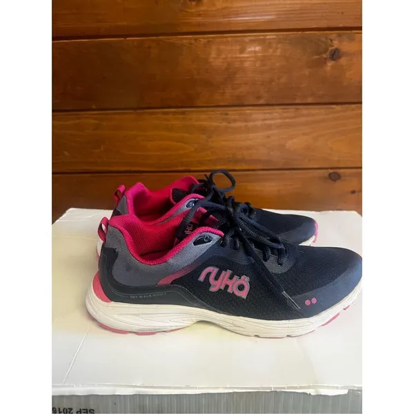 Ryka Shoes Womens Sz 8 Sky Walk Rush Sporty Low Sneakers Blue Pink Mesh Lace Up - Image 2