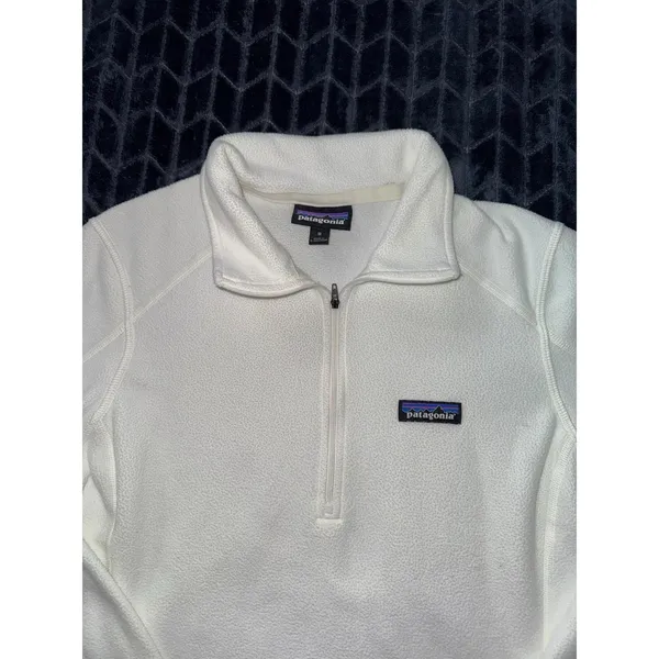 Patagonia Women's‎ Fleece Pullover White 1/4 Zip Lightweight Embroidered Sz M - Image 4