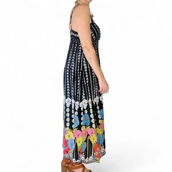 Derek Heart Black White Colorful Floral Sleeveless Maxi Dress - Image 5