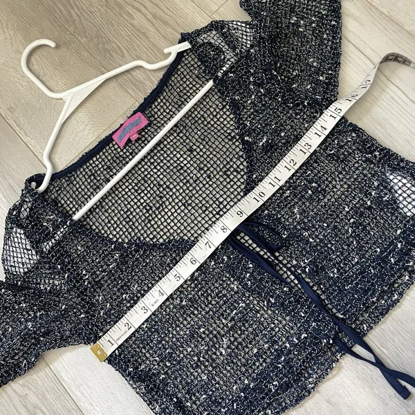 Edikted Crochet Cardigan idra open knit womens Navy Blue (xsmall) festival y2k - Image 3