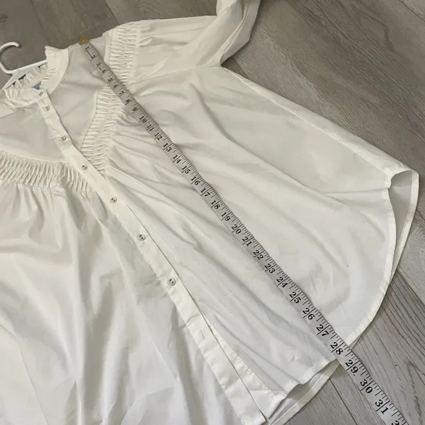 Renaissance Ruffle Buttonup Shirt cotton sheridan womens White medium victorian - Image 5