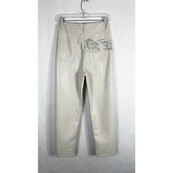Wilfred Size 10 Faux Leather Pants‎ White Straight Solid High Rise Flawed 1692 - Image 2