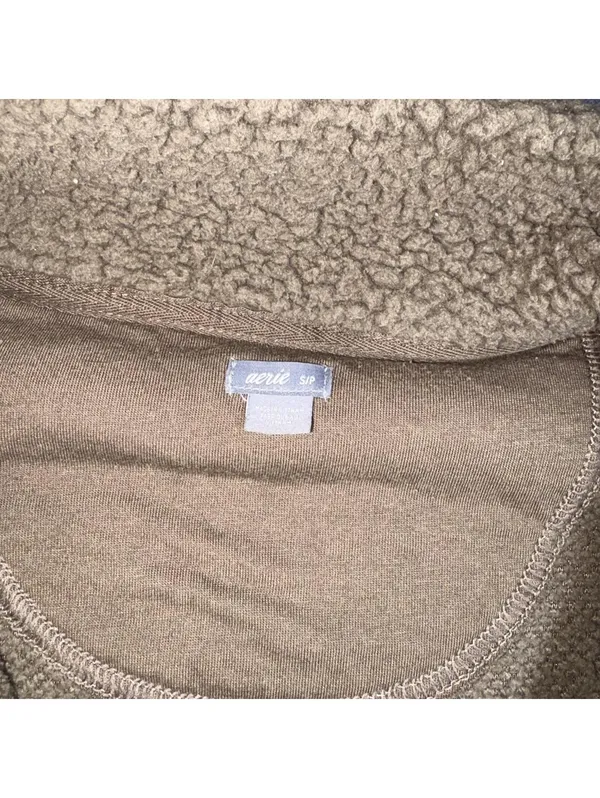 Aerie Tan Sherpa Pullover Snap Button Sweatshirt Small - Image 3