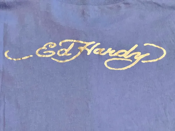 Womens medium Ed Hardy Double Sided Graphic Print Short Sleeve Cropped Tshirt - Image 4
