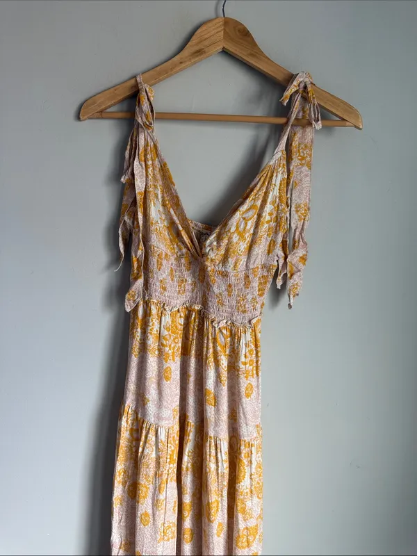 Free People Let's Smock About It Floral Print Maxi Dress In Ivory Combo Small - Image 5