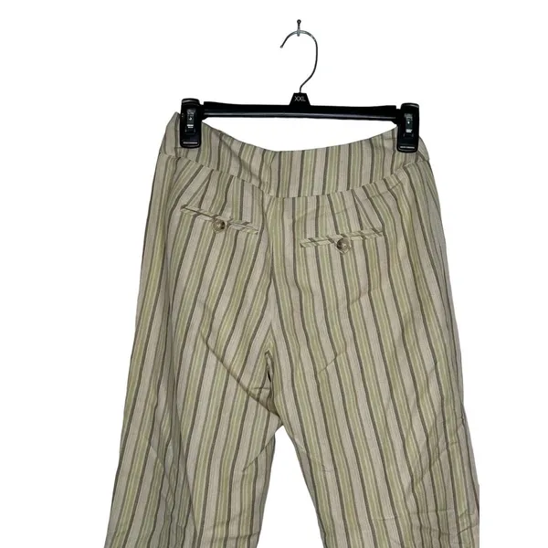 Loft Ann Taylor Women's Pants Striped Flared Leg Mid-Rise ‎ Linen Blend Size 0 - Image 10