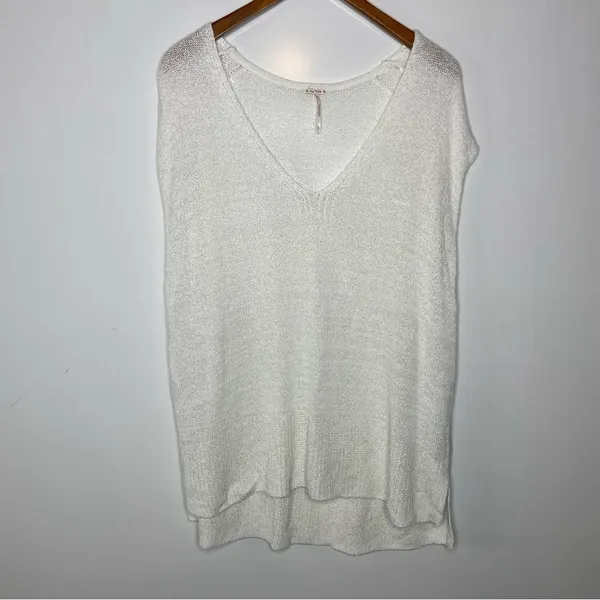 Free People Easy Tee Sweater Top in White‎ Small - Image 3