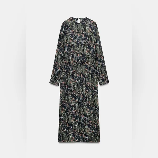 NWT Zara Chic Floral Long Sleeve Dress Midi/Maxi Side Pockets dress Size S - Image 8