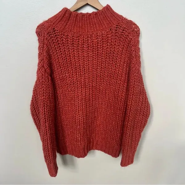NWT Universal Thread Rust Chunky Cable Knit Mock Turtleneck Pullover Sweater M - Image 3