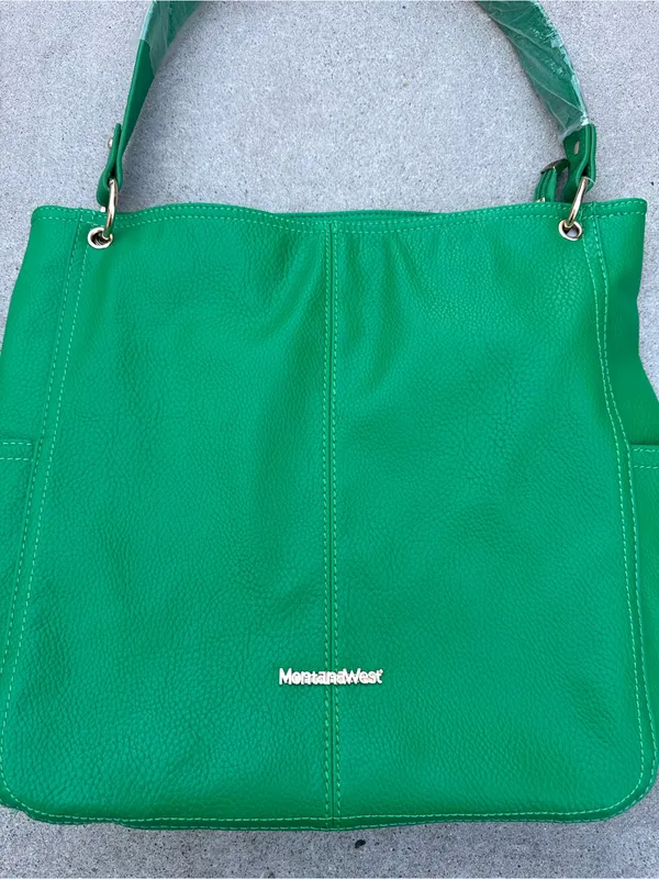 NWOT Montana West Kelly Green Large Hobo Shoulder Bag Matching Wallet - Image 2