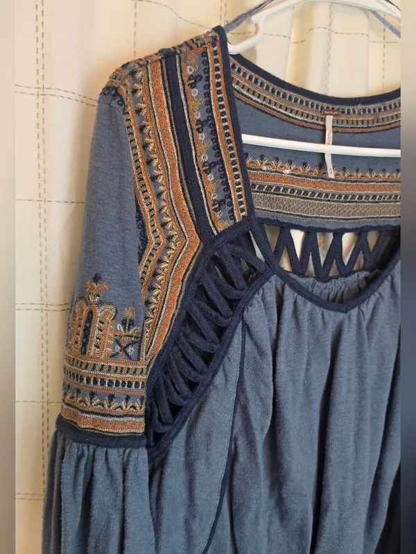 Free People Snow Kisses Embroidered Long Sleeve Blouse - Image 10