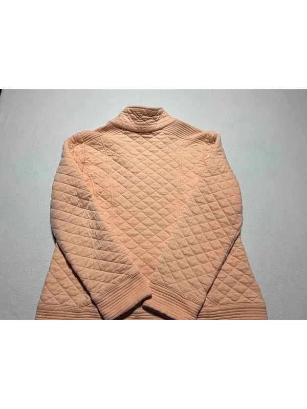 Isaac Mizrahi Live Women’s Large Peach Quilted Full Zip Jacket Ribbed Trim - Image 6