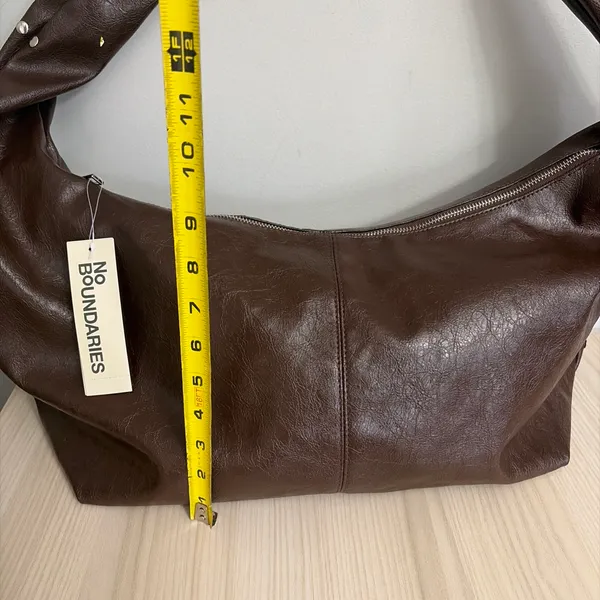 No Boundaries New! Dark Brown Hobo Bag with Studded Strap - Image 6