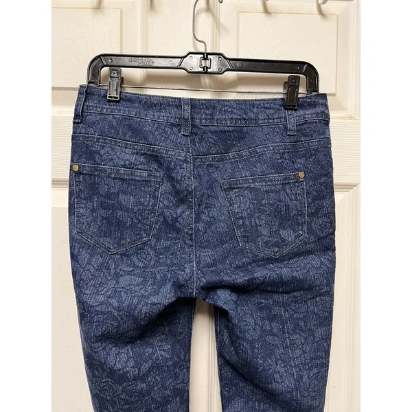KY Creations Floral Size 30w Blue Jeans Women T2 30" Skinny Stretch‎ - Image 6