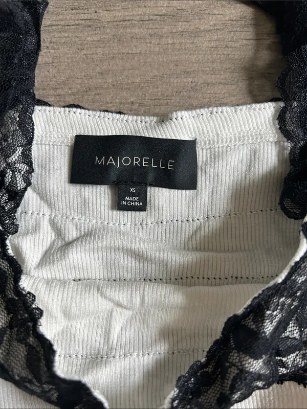 MAJORELLE White Camisole with Black Lace Trim - Image 2
