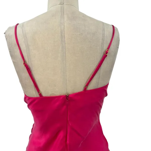 Lovers and Friends Noah‎ Wrap Dress Slip Sleeveless Satin Hot Pink Size Small - Image 10