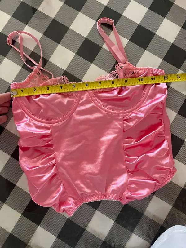 Pink Satin Corset Top Size Small - Image 10