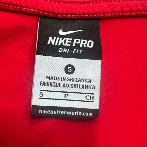 Nike Pro Dri-Fit Long Sleeve 1/2 Zip Pullover Running Top Red Pattern Size Small - Image 6