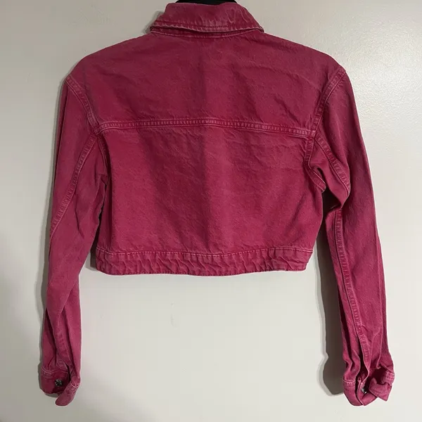 Zara Z1975 Cropped Denim‎ Jean Jacket Barbiecore Pink Size Medium - Image 9