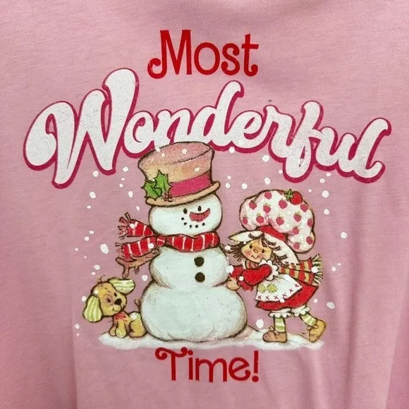 Vinyl Icons‎ Strawberry Shortcake Holiday Most Wonderful Time Pink Crop Top NWT - Image 5